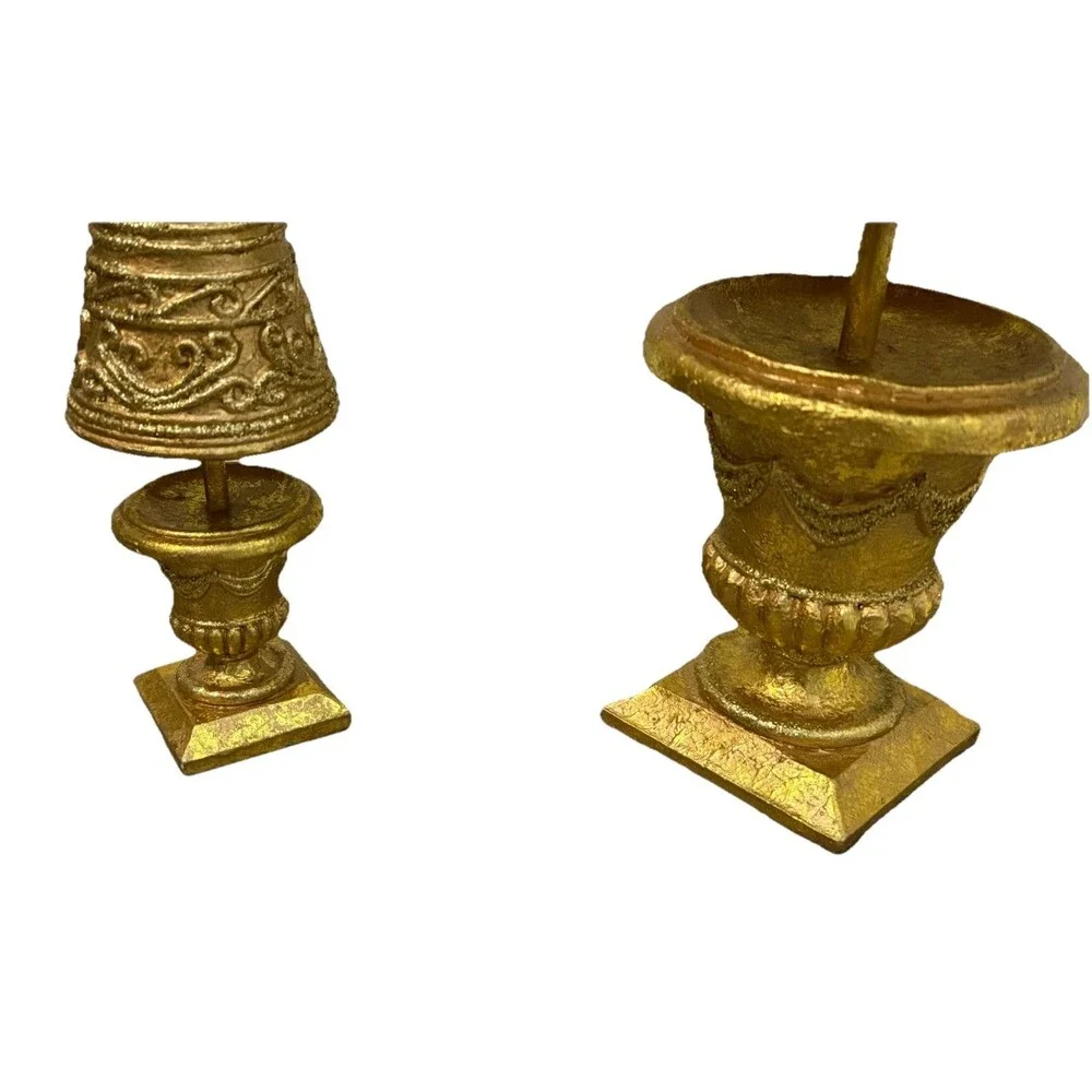 Interior Decorative Golden Ornate Christmas Tree 20” & 10” H. Set Of 2